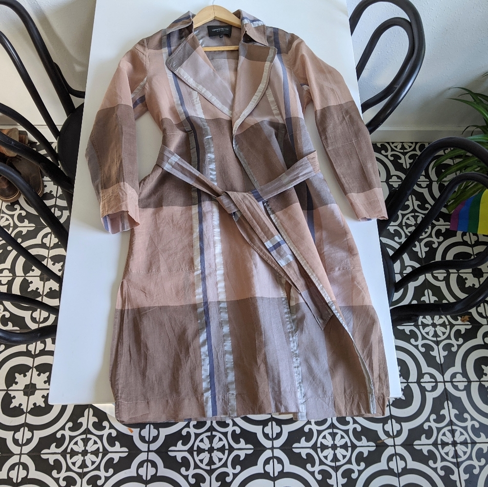 Lafayette 148 Sheer Long Tie Wrap Jacket